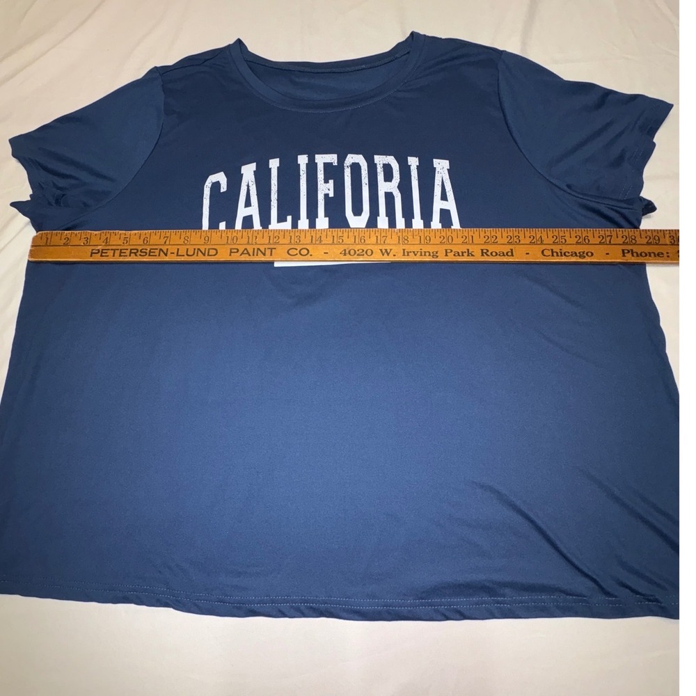 California Los Angeles Graphic T-Shirt Navy Blue Short Sleeve Crew Neck Top - Picture 4 of 4